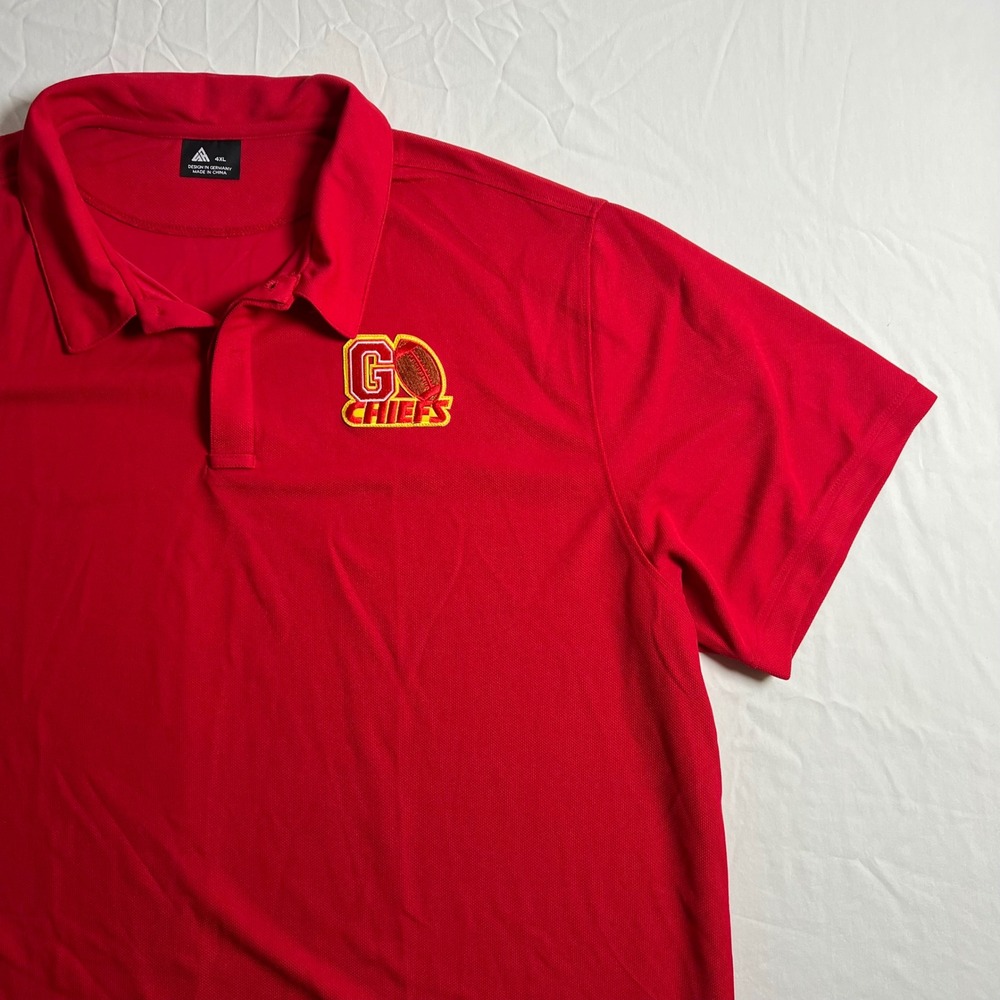 Kansas City Chiefs Polo Shirt Mens 4XL Red Go Chiefs Short Sleeve Performance - Picture 3 of 11